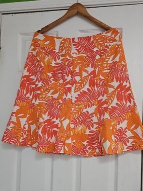 Chadwicks Orange, Coral & White Tropical Circle Skirt